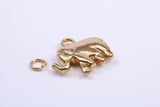 African Elephant Charm, Made from Solid Cast Yellow Gold, British Hallmarked, Complete with Attachment Link