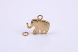 African Elephant Charm, Made from Solid Cast Yellow Gold, British Hallmarked, Complete with Attachment Link