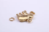 African Elephant Charm, Made from Solid Cast Yellow Gold, British Hallmarked, Complete with Attachment Link