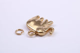 African Elephant Charm, Made from Solid Cast Yellow Gold, British Hallmarked, Complete with Attachment Link