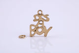 It's A Boy Charm, Traditional Charm, Made from Solid 9ct Yellow Gold, British Hallmarked, Complete with Attachment Link