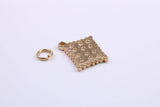 Cracker Biscuit Charm, Traditional Charm, Made from Solid 9ct Yellow Gold, British Hallmarked, Complete with Attachment Link