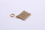Cracker Biscuit Charm, Traditional Charm, Made from Solid 9ct Yellow Gold, British Hallmarked, Complete with Attachment Link