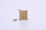 Cracker Biscuit Charm, Traditional Charm, Made from Solid 9ct Yellow Gold, British Hallmarked, Complete with Attachment Link