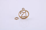 21st Birthday Charm, Traditional Charm, Made from Solid 9ct Yellow Gold, British Hallmarked, Complete with Attachment Link