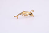Dolphin Charm, Traditional Charm, Made from Solid Yellow Gold, British Hallmarked, Complete with Attachment Link