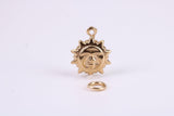 Sun Charm, Traditional Charm, Made from Solid 9ct Yellow Gold, British Hallmarked, Complete with Attachment Link