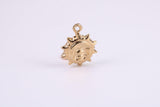 Sun Charm, Traditional Charm, Made from Solid 9ct Yellow Gold, British Hallmarked, Complete with Attachment Link