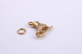 Ice Skate Charm, Made from Solid Cast Yellow Gold, British Hallmarked, Complete with Attachment Link