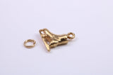 Ice Skate Charm, Made from Solid Cast Yellow Gold, British Hallmarked, Complete with Attachment Link