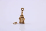 Wine Bottle and Glasses Charm, Made from Solid Cast Yellow Gold, British Hallmarked, Complete with Attachment Link