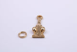 Wine Bottle and Glasses Charm, Made from Solid Cast Yellow Gold, British Hallmarked, Complete with Attachment Link