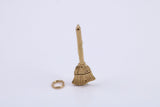 Witches Broom Stick Charm, Made from Solid Cast Yellow Gold, British Hallmarked, Complete with Attachment Link
