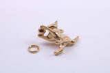 Cat Charm, Traditional Charm, Made from Solid 9ct Yellow Gold, British Hallmarked, Complete with Attachment Link