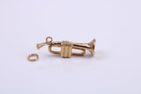 Trumpet Charm, Traditional Charm, Made from Solid 9ct Yellow Gold, British Hallmarked, Complete with Attachment Link