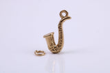 Saxophone Charm, Made from Solid Cast Yellow Gold, British Hallmarked, Complete with Attachment Link