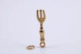 Garden Fork Charm, Traditional Charm, Made from Solid 9ct Yellow Gold, British Hallmarked, Complete with Attachment Link