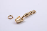 Garden Trowel Charm, Traditional Charm, Made from Solid 9ct Yellow Gold, British Hallmarked, Complete with Attachment Link