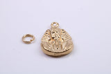 King Tutankhamun Charm, Traditional Charm, Made from Solid 9ct Yellow Gold, British Hallmarked, Complete with Attachment Link
