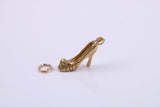 Stiletto Charm, Made from Solid Cast Yellow Gold, British Hallmarked, Complete with Attachment Link
