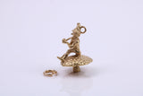 Gnome on Toadstool Charm, Traditional Charm, Made from Solid 9ct Yellow Gold, British Hallmarked, Complete with Attachment Link