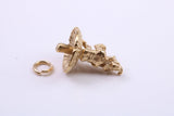 Gnome on Toadstool Charm, Traditional Charm, Made from Solid 9ct Yellow Gold, British Hallmarked, Complete with Attachment Link
