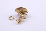 Gnome on Toadstool Charm, Traditional Charm, Made from Solid 9ct Yellow Gold, British Hallmarked, Complete with Attachment Link