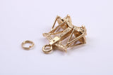 Libra Zodiac Sign Charm, Traditional Charm, Made from Solid 9ct Yellow Gold, British Hallmarked, Complete with Attachment Link