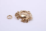 Cancer Zodiac Sign Charm, Traditional Charm, Made from Solid 9ct Yellow Gold, British Hallmarked, Complete with Attachment Link