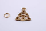 Trinity Knot Charm, Traditional Charm, Made from Solid 9ct Yellow Gold, British Hallmarked, Complete with Attachment Link