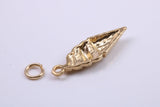Ice Cream Cone Charm, Made from Solid 9ct Yellow Gold, British Hallmarked, Complete with Attachment Link