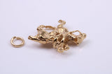 Jockey on Horse Charm, Traditional Charm, Made from Solid 9ct Yellow Gold, British Hallmarked, Complete with Attachment Link