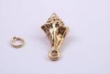 Sea Shell Charm, Made from Solid Cast Yellow Gold, British Hallmarked, Complete with Attachment Link