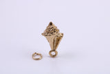 Sea Shell Charm, Made from Solid Cast Yellow Gold, British Hallmarked, Complete with Attachment Link