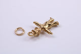 Scarecrow Charm, Traditional Charm, Made from Solid 9ct Yellow Gold, British Hallmarked, Complete with Attachment Link