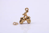 Acorns Charm, Made from Solid 9ct Yellow Gold, British Hallmarked, Complete with Attachment Link