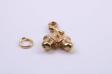 Acorns Charm, Made from Solid 9ct Yellow Gold, British Hallmarked, Complete with Attachment Link