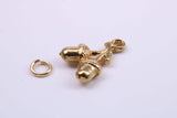 Acorns Charm, Made from Solid 9ct Yellow Gold, British Hallmarked, Complete with Attachment Link