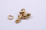 Acorns Charm, Made from Solid 9ct Yellow Gold, British Hallmarked, Complete with Attachment Link