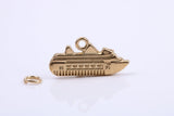 Cruise Ship Charm, Traditional Charm, Made from Solid 9ct Yellow Gold, British Hallmarked, Complete with Attachment Link