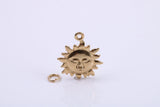 Sun Charm, Traditional Charm, Made from Solid 9ct Yellow Gold, British Hallmarked, Complete with Attachment Link
