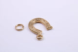 Horse Shoe Charm, Traditional Charm, Made from Solid 9ct Yellow Gold, British Hallmarked, Complete with Attachment Link