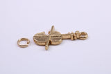 Violin Charm, Traditional Charm, Made from Solid 9ct Yellow Gold, British Hallmarked, Complete with Attachment Link