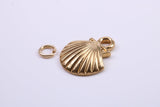 Sea Shell Charm, Made from Solid Cast Yellow Gold, British Hallmarked, Complete with Attachment Link
