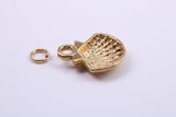 Sea Shell Charm, Made from Solid Cast Yellow Gold, British Hallmarked, Complete with Attachment Link