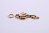 Musical Treble Clef Note Charm, Traditional Charm, Made from Solid 9ct Yellow Gold, British Hallmarked, Complete with Attachment Link