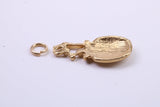 Cooking Pot Charm, Made from Solid 9ct Yellow Gold, British Hallmarked, Complete with Attachment Link