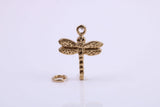 Dragon Fly Charm, Made from Solid Cast Yellow Gold, British Hallmarked, Complete with Attachment Link