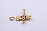 Dragon Fly Charm, Made from Solid Cast Yellow Gold, British Hallmarked, Complete with Attachment Link