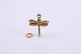 Dragon Fly Charm, Made from Solid Cast Yellow Gold, British Hallmarked, Complete with Attachment Link